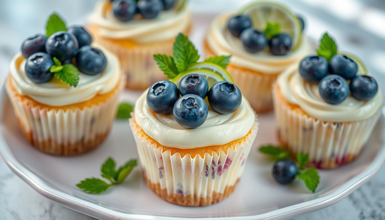 Blueberry Lime Cheesecake Cupcakes