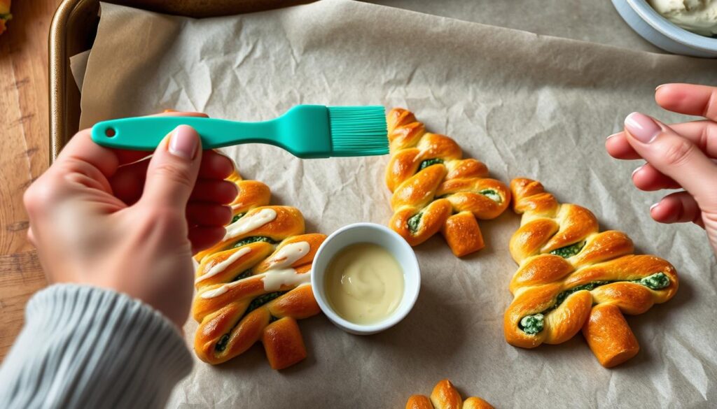 Christmas Tree Spinach Dip Breadsticks