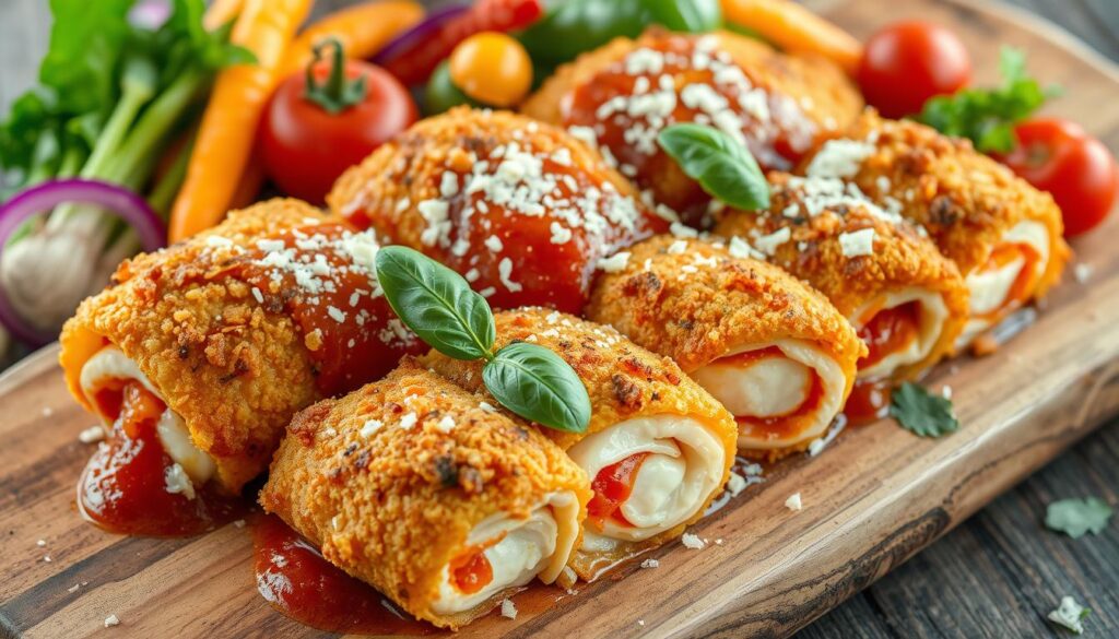 Crispy Chicken Parmesan Rolls