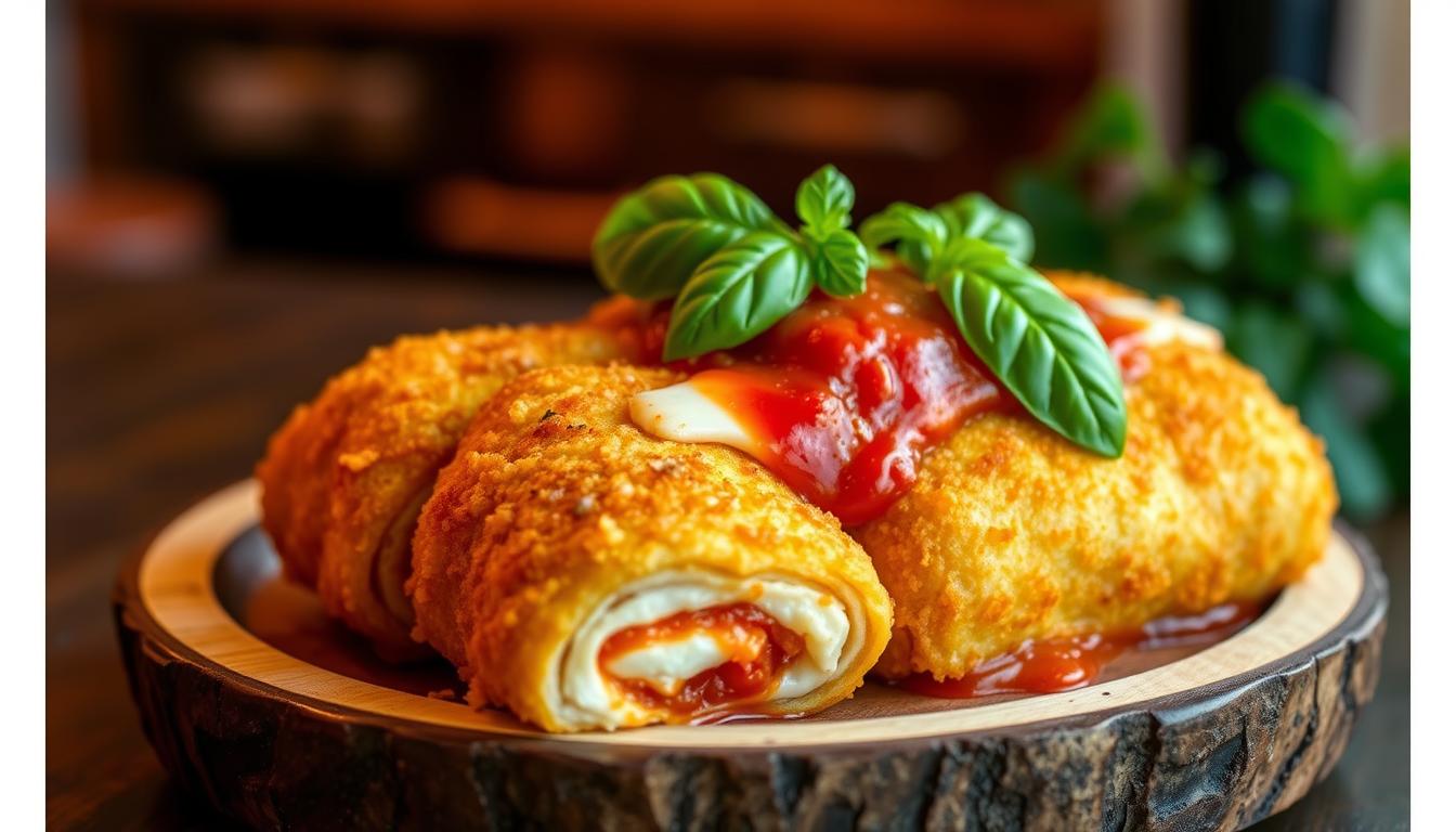 Crispy Chicken Parmesan Rolls