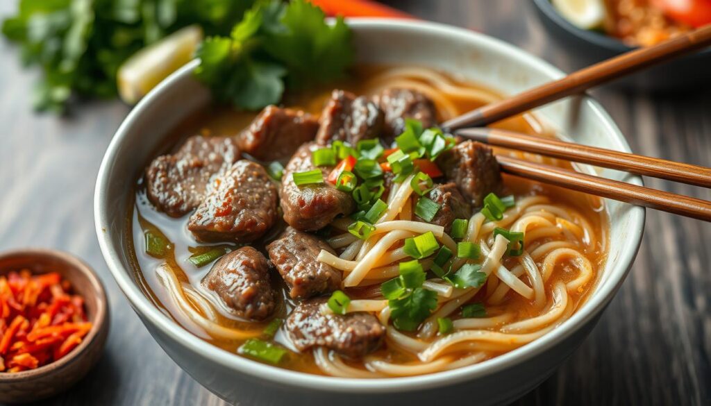 Protein-rich beef noodles