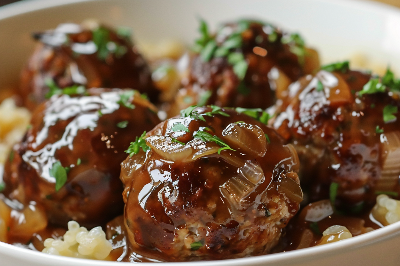 Slow Cooker French Onion Meatballs