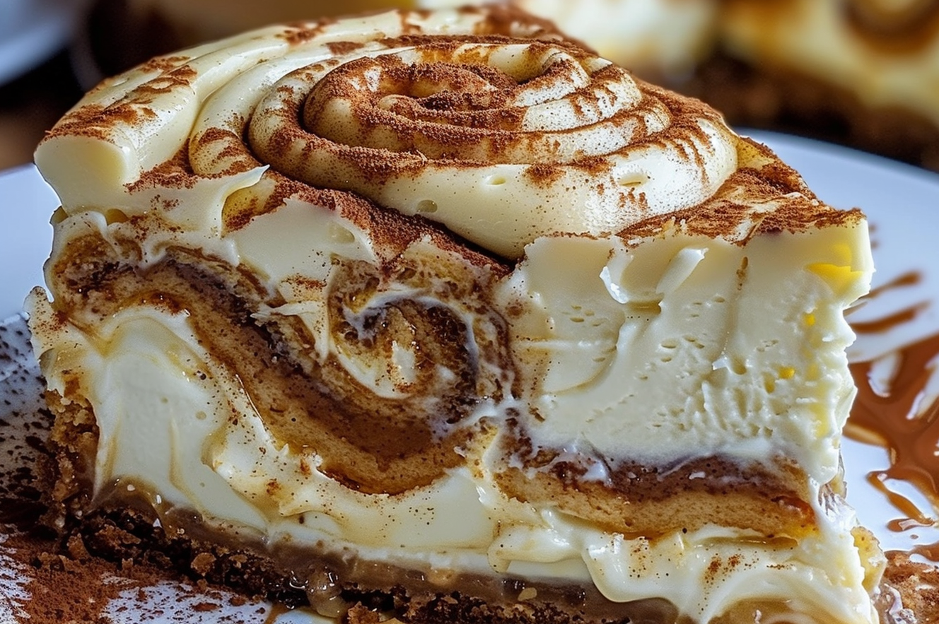 Cinnamon Roll Cheesecake with Cream Cheese Frosting