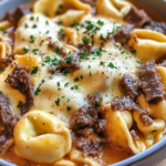 Cheesesteak Tortellini in Rich Provolone Sauce