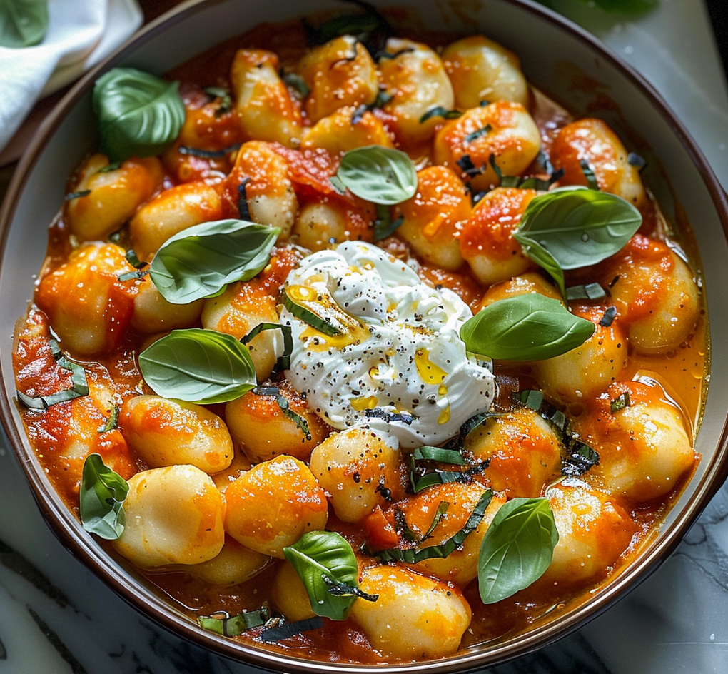 Creamy Tomato Gnocchi with Burrata